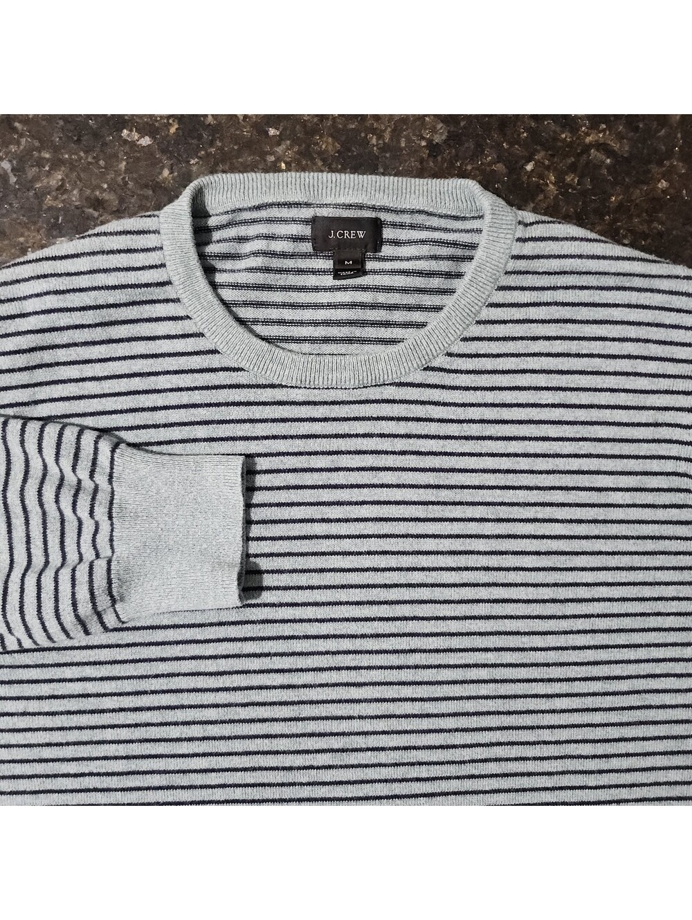 J Crew Striped Sweater Pullover Cashmere Blend Preppy Classic Skate Mens Medium